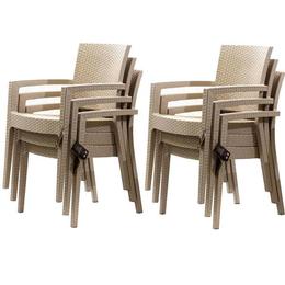 Set 6 scaune PARIS RATTAN culoare capucino, dimensiuni 62x58h88cm polipropilen, fibra sticla