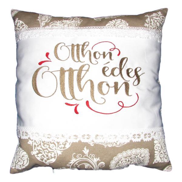 Perna brodata, Otthon édes otthon, design 1, alb-dantela 02, 40x40 cm Happy Gifts