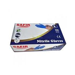 Manusi Nitril Albastre Marimea L - Safir Nitril Examination Blue Gloves Powder Free L, 100 buc.