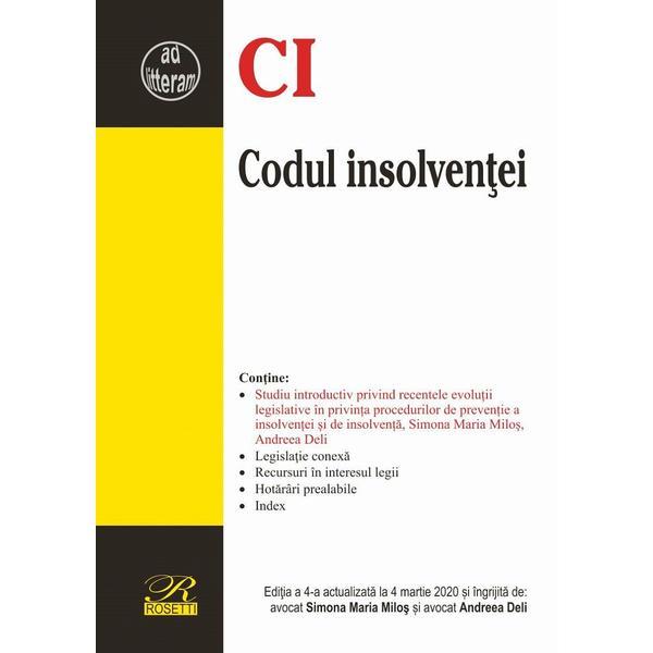 Codul insolventei Ed.4 Act. 4 martie 2020, editura Rosetti