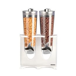 Dispenser pentru 2 tipuri fulgi de cereale cu suport acrilic 28x17x44cm alba