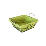 Cos RAKI servire paine patrat din metal cu panza culoare verde 20x20x8cm