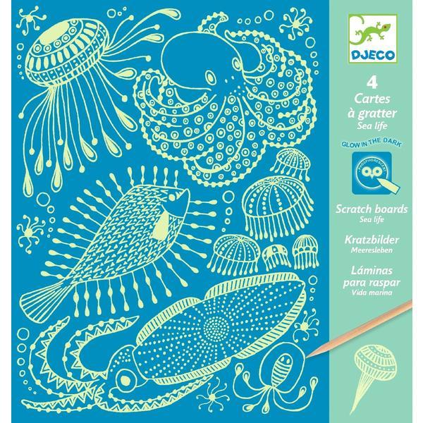 Set artizanat - 4 Cartes a gratter, Sea life. In adancul oceanului