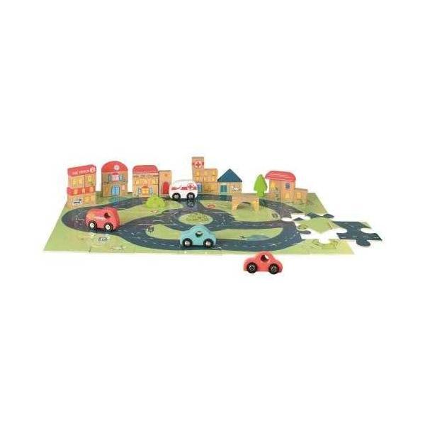 Puzzle gigant oras Egmont, cu vehicule si cuburi