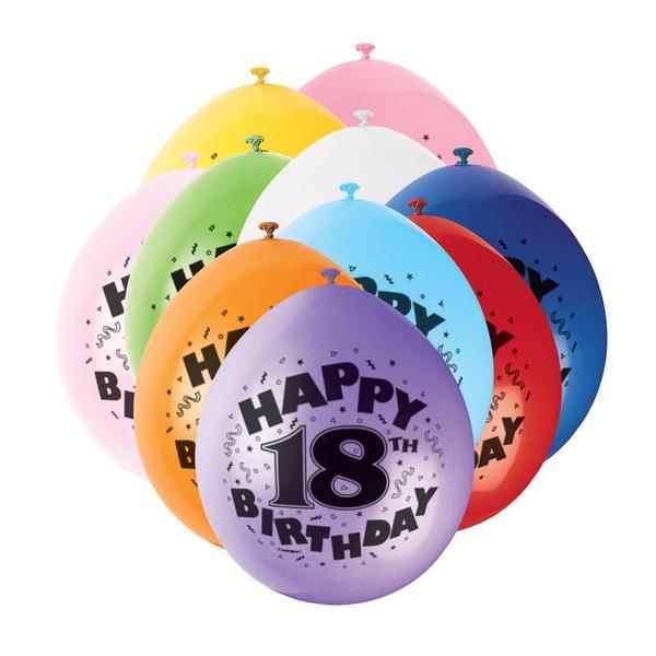 Set 10 baloane din latex "Happy 18th Birthday", mix de culori - Tomvalk