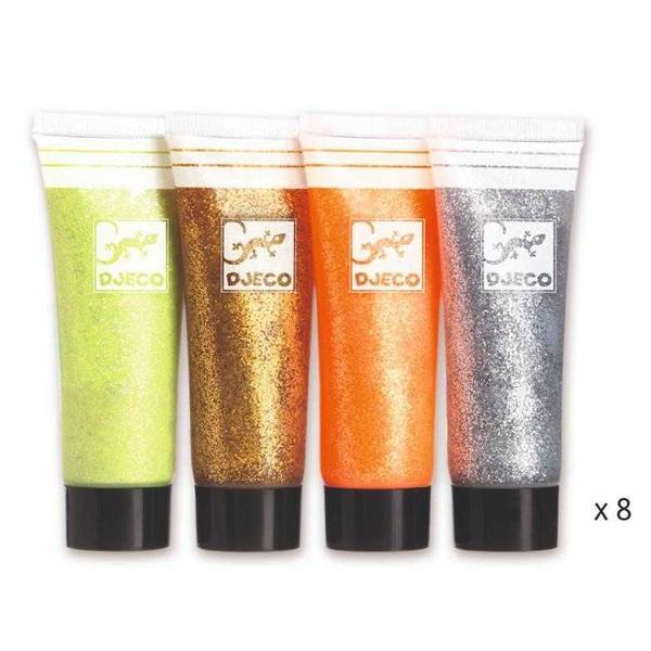 8 Culori cu sclipici glitter gel - Set creativitate si indemanare Djeco