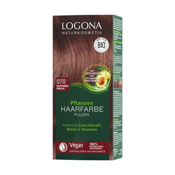 Vopsea de Par Bio, 100 G Saten Castaniu - Nuanta 070 Logona