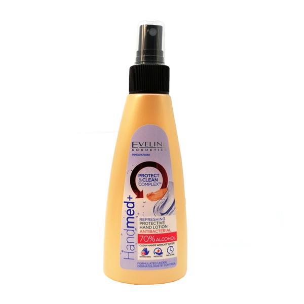 Lotiune antibacteriana pentru maini, Eveline Cosmetics, Handmed+, 70% alcool, 150 ml, crem