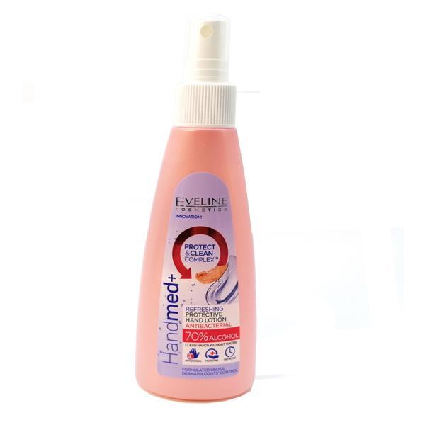 Lotiune antibacteriana pentru maini, Eveline Cosmetics, Handmed+, 70% alcool, 150ml, roz