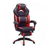 Scaun gaming cu suport pentru picioare/Scaun birou Design ergonomic tetiera reglabila suport lombar Negru-Rosu - Caerus Capital