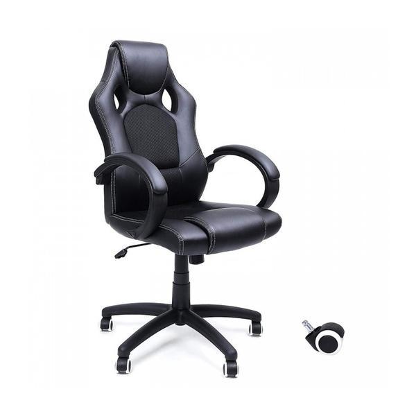 Scaun birou directorial/Scaun gaming Design ergonomic confortabil Piele ecologica Negru - Caerus Capital