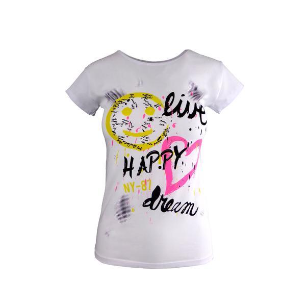 Tricou dama, Univers Fashion, alb, imprimeu 6, marime S-M