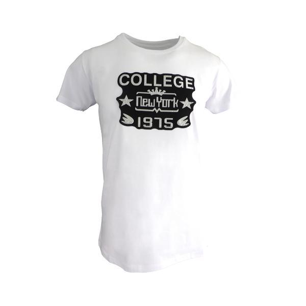 Tricou barbat, alb cu efect 3D 'College New York 1975', marime L