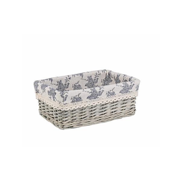 Cos decorativ rattan husa gri albastru Cecilia 31 cm x 21 cm x 12 h