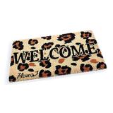 Covoras intrare casa antiderapant fibre cocos cauciuc Animal Print Welcome 60 cm x 40 cm