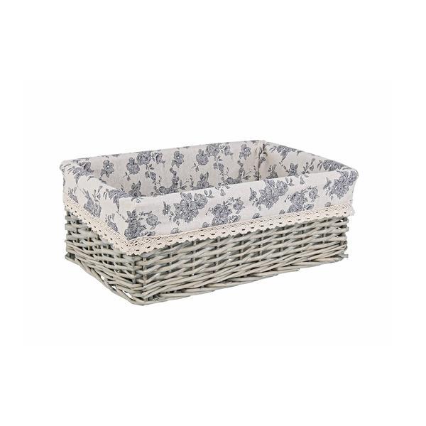 Cos decorativ rattan cu husa gri albastru Cecilia 37 cm x 26 cm x 14 h