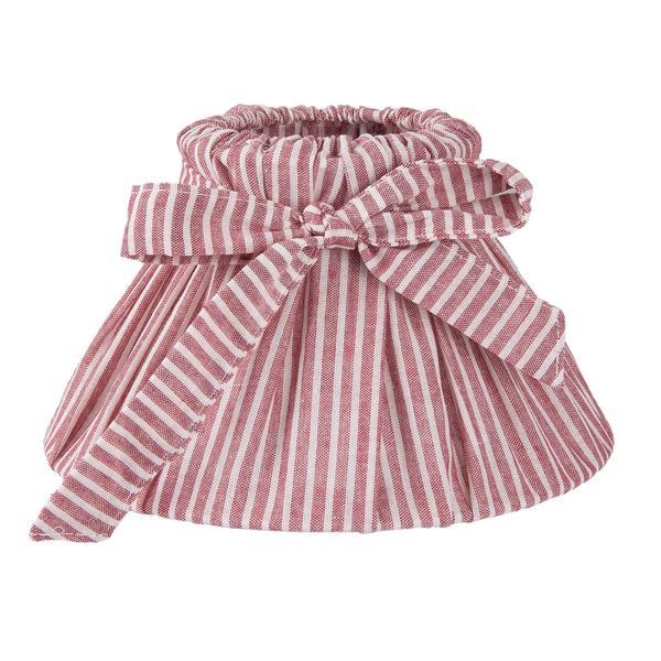 Abajur veioza textil rosu alb Ø22x13 cm E14