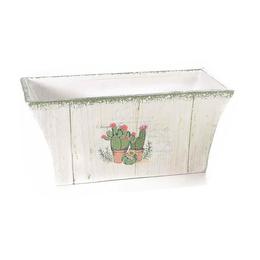 Ghiveci pentru flori ceramica alba model Cactusi cm 24 cm x 13 cm x 11 H