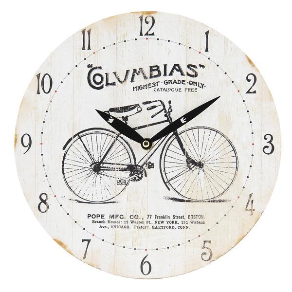Ceas de perete alb vintage cu model Biciclet Diametru 29x4 cm