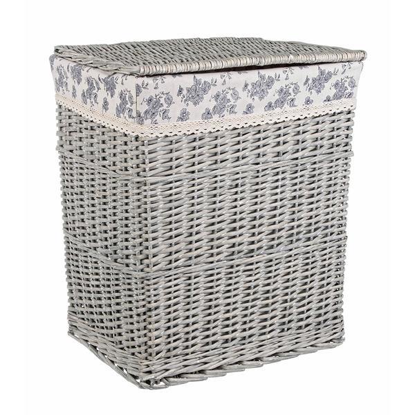 Cos rufe din rattan gri albastru Cecilia 46 cm x 36 cm x 55 h