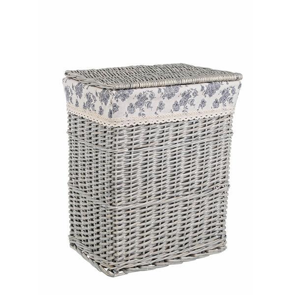 Cos rufe din rattan gri albastru Cecilia 38 cm x 28 cm x 47 h