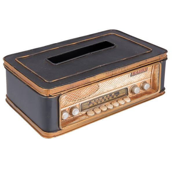 Cutie servetele metal maro model Radio Retro cm 25 x 15 cm x 9 H