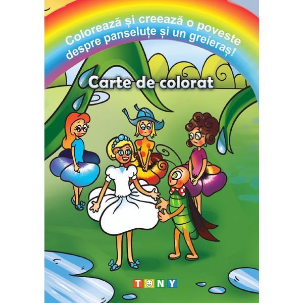 Coloreaza si creeaza o poveste despre panselute si un greieras! Carte de colorat, editura Ars Libri