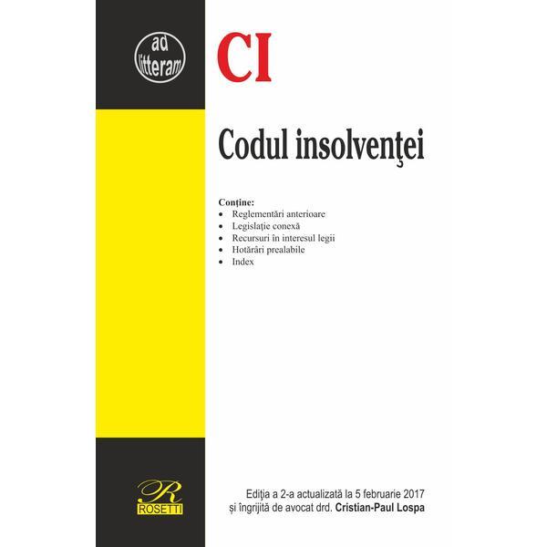 Codul insolventei act. 5 februarie 2017, editura Rosetti