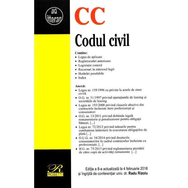 Codul Civil Ed 8 Act 4 Februarie 2018 Editura Rosetti Esteto Ro