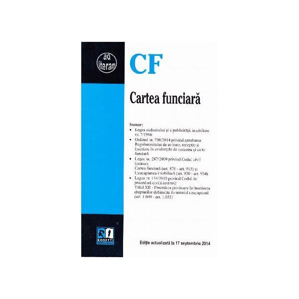 Cartea funciara act 17 septembrie 2014, editura Rosetti