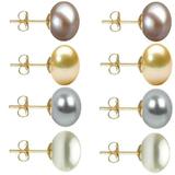 Set Cercei Aur cu Perle Naturale Lavanda, Crem, Gri si Albe de 10 mm - Cadouri si Perle