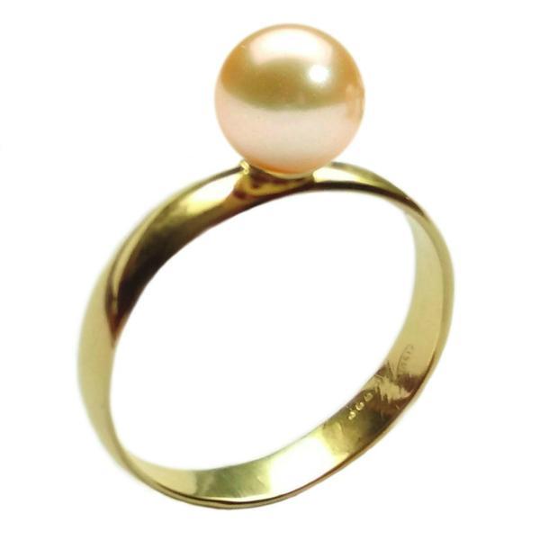 Inel din Aur cu Perla Naturala Premium Crem, 14 karate, 18.2 mm diametru - Cadouri si perle