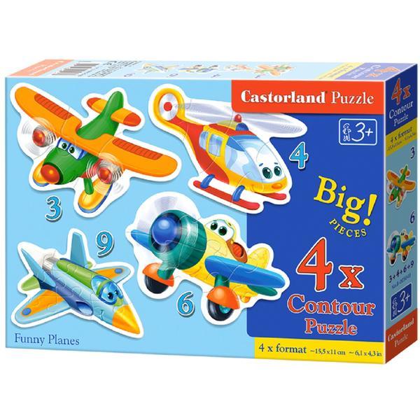 Puzzle 4 in 1. Funny Planes