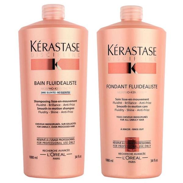 Pachet pentru Par Rebel Kerastase Discipline Fluidealiste - Sampon 1000 ml si Balsam 1000 ml