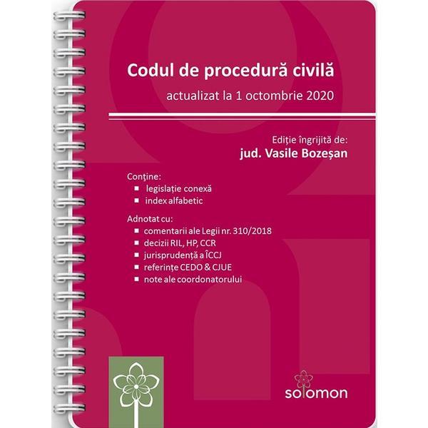 Codul de procedura civila Act. 1 octombrie 2020, editura Solomon