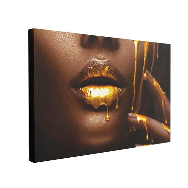 Tablou Canvas Golden Lips, 50 x 70 cm, 100% Bumbac