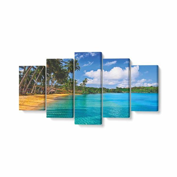 Tablou MultiCanvas 5 piese, Zanzibar Beach, 100 x 50 cm, 100% Bumbac