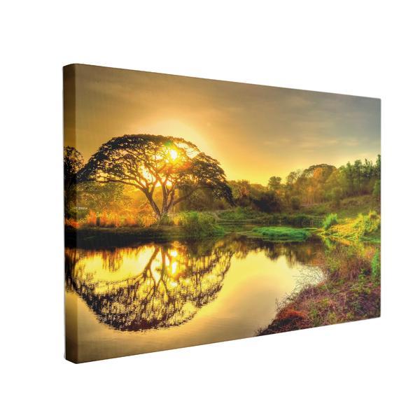 Tablou Canvas Apus Romantic pe Lac, 40 x 60 cm, 100% Poliester