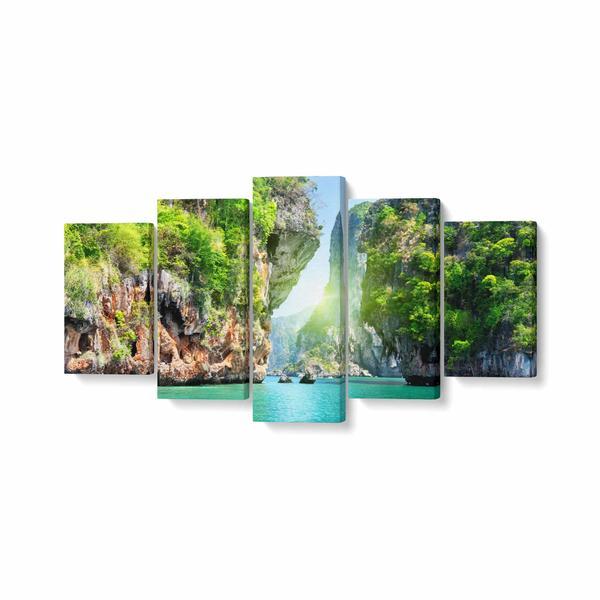 Tablou MultiCanvas 5 piese, Thailand Island, 200 x 100 cm, 100% Bumbac