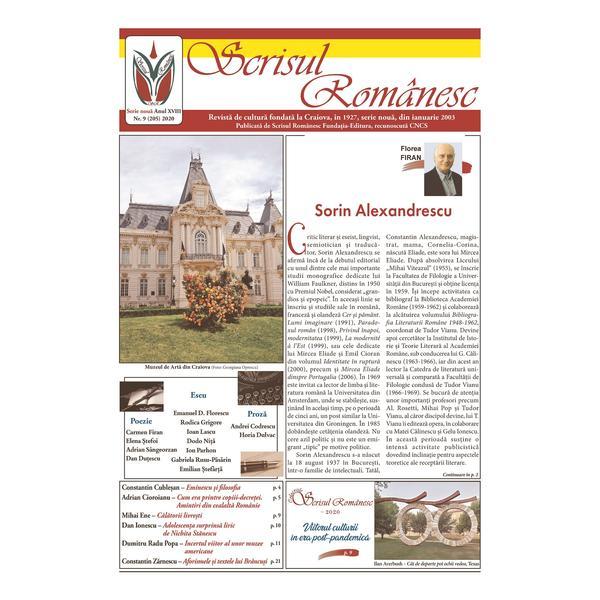 Revista Scrisul Romanesc Nr.9 din 2020, editura Scrisul Romanesc