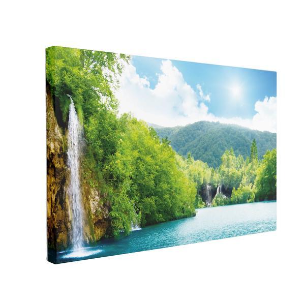 Tablou Canvas Sunlight Waterfalls, 70 x 100 cm, 100% Bumbac