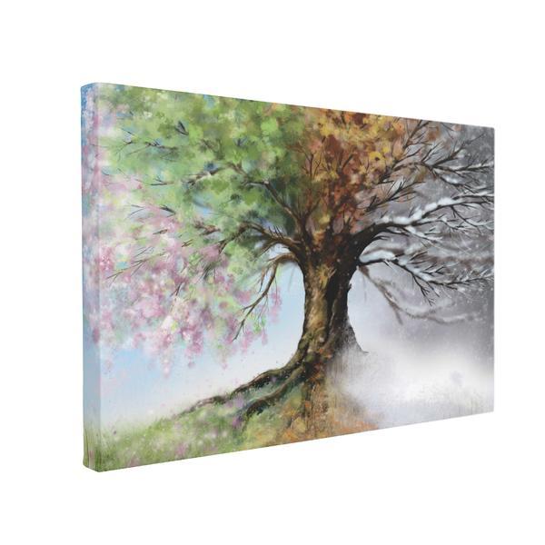 Tablou Canvas Four Season Tree, 70 x 100 cm, 100% Bumbac