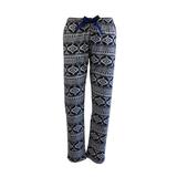 Pantaloni pijama dama, Univers Fashion, albastru cu imprimeu etnic gri deschis, L