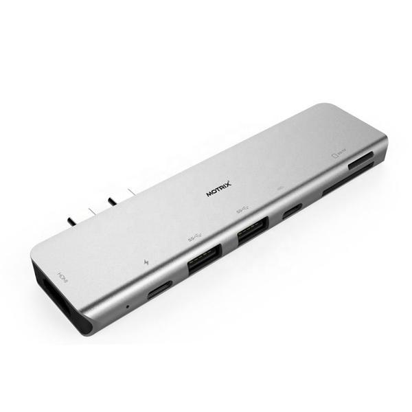 Hub adaptor Motrix® USB Type-C la 1xHDMI, 2xUSB2.0, 1x Type-C Thunderbolt 3, 1xPower Delivery, 1xMicroSD Card Reader, 1xSD Card Reader pentru MacBook