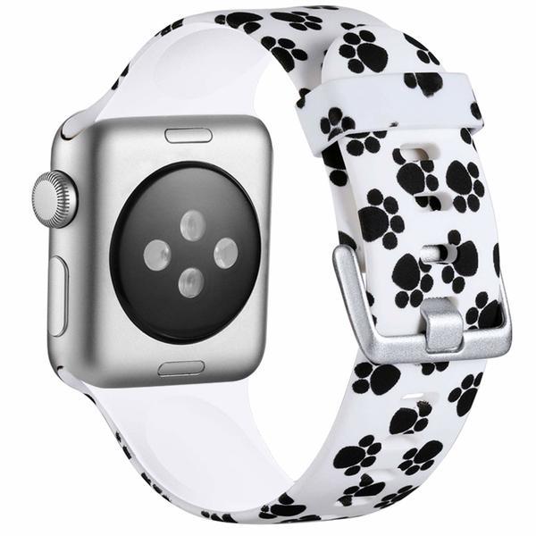 Curea compatibila cu Apple Watch 1/2/3/4, Bratara Trendy, Silicon, 44mm, Paw Print, Motrix