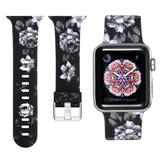 Curea compatibila cu Apple Watch 1/2/3/4, Bratara Trendy, Silicon, 42mm, Gray Flower, Motrix