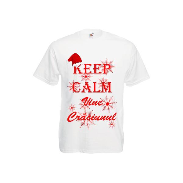 Tricou personalizat mesaj haios keep calm, vine Craciunul XL