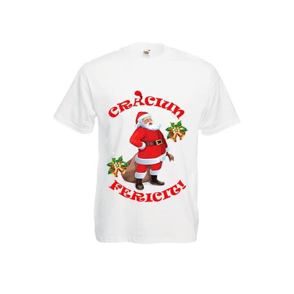 Tricou personalizat mesaj Craciun Fericit, Mos Craciun M