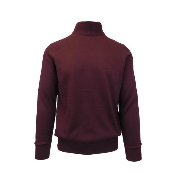 Pulover, Tony Montana, tricotat fin cu terminatii striate, guler inalt, rosu bordeaux inchis, 2XL