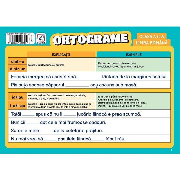 Plansa ortograme - Clasa 2, editura Booklet